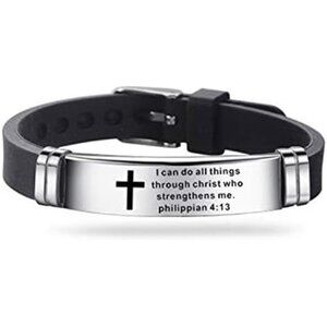 Christian faith bracelet Bible verse cross wristband adjustable mens womens gift